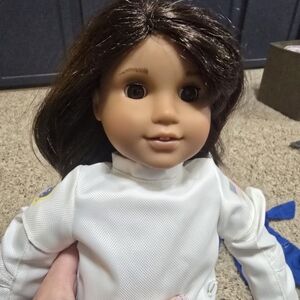 Brunette Doll in White Outfit